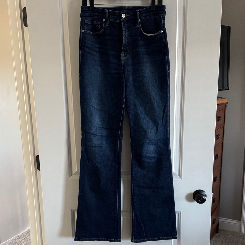 Good American Deep Indigo Flare Jeans